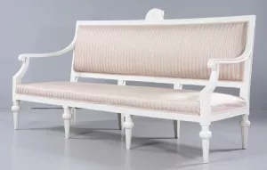 Omklädsel av gustaviansk soffa med fast sits