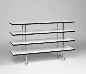 Etagebord i vitt laminat med hjul eller fot