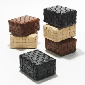 Flätad läderpall SMALL