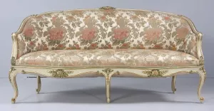 Omklädsel av rokokosoffa med fast sits