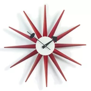 Sunburst clock Red