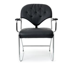 Karmstol SAM med ny kuddsats från DUX i svart skinn