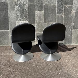 Verner Panton-stol i svart skinn