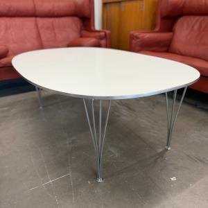 Superellips soffbord, med vitt laminat, 150x100 cm