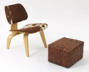 Flätad läderpall LARGE