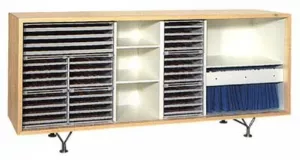 Förvaringsskåp Mi 805 i vitt hårdlaminat och aluminiumdörrar