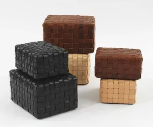 Flätad läderpall LARGE