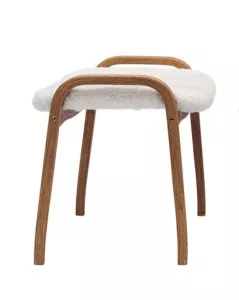 LAMINO fotpall i ek och fårskinn