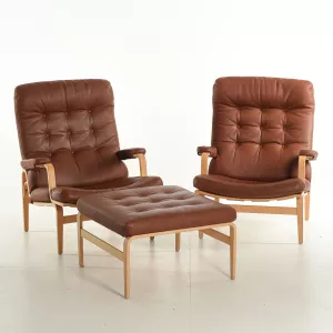 Kuddsats INGRID fotpall i skinn Elmo Tique