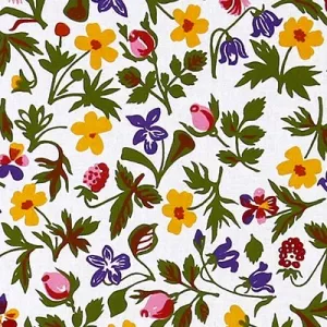 Handtryckt tyg DALAFLORA