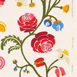 Handtryckt tyg FOLKLORE