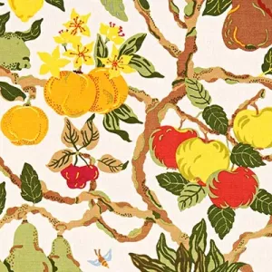 Handtryckt tyg FRUKTTRÄD