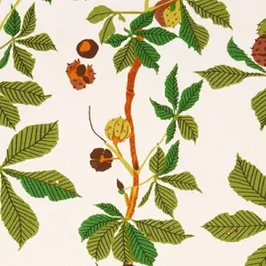 Handtryckt tyg KASTANJ