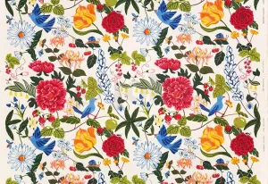 Handtryckt tyg MORFARS TRÄDGÅRD