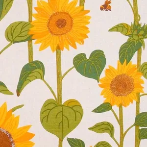 Handtryckt tyg SOLROSOR