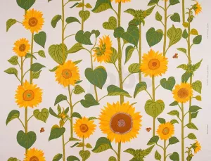 Handtryckt tyg SOLROSOR