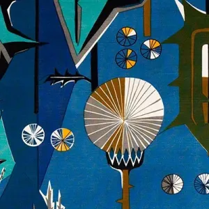 Handtryckt tyg TISTLAR