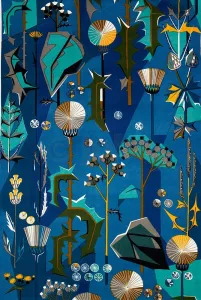 Handtryckt tyg TISTLAR