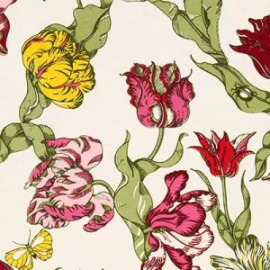 Handtryckt tyg TULPAN