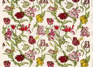 Handtryckt tyg TULPAN