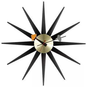 Sunburst clock Black/Brass
