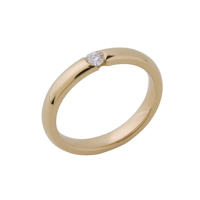 Ring i rött guld med brilliantslipad diamant 0,10ct.