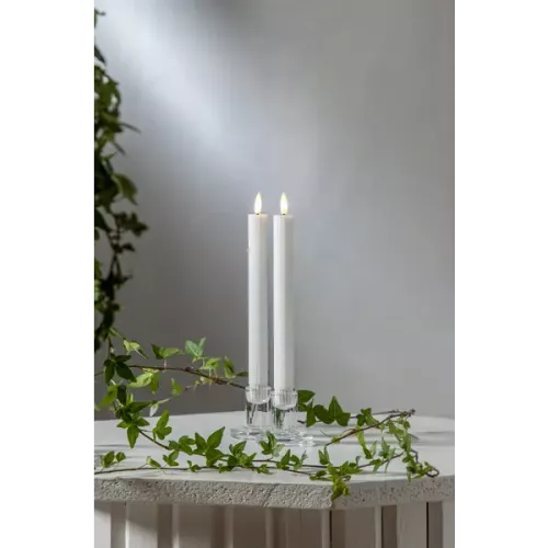 LED Antikljus 2-pack Flamme Stripe Vit