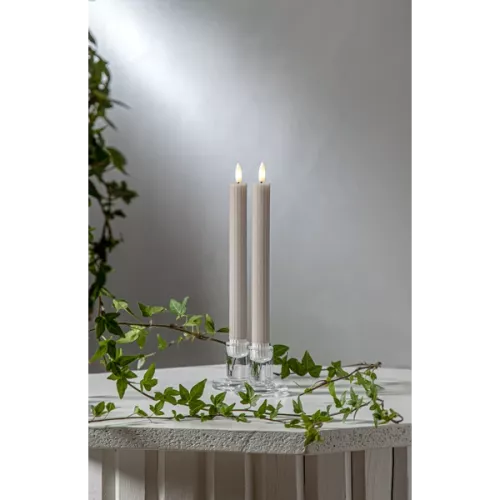 LED Antikljus 2-pack Flamme Stripe Beige