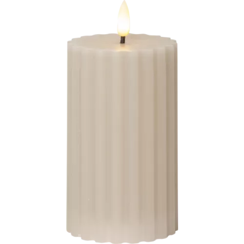 LED Blockljus Flamme Stripe Beige