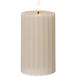 LED Blockljus Flamme Stripe Beige