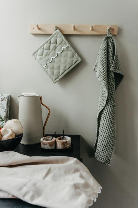 Waffle Kökshandduk Ljusgrön