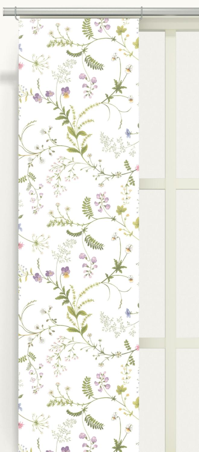 Blomsteryra Panelgardiner Offwhite&Grön