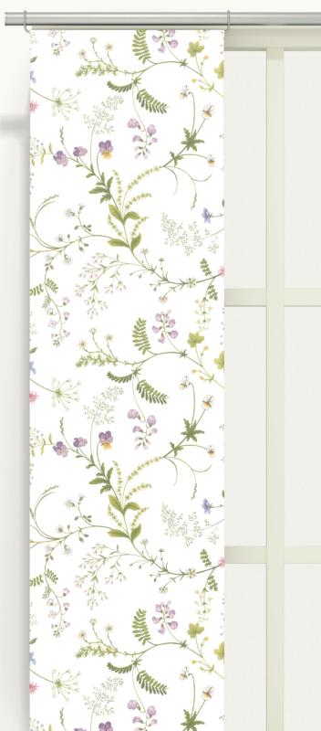 Blomsteryra Panelgardiner Offwhite&Grön