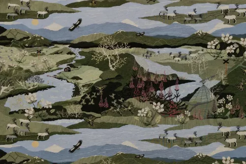 Fjällvandring Möbeltyg Grön/Turkos