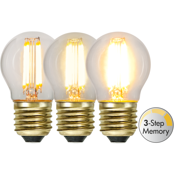 LED-Lampa E27 G45 Soft Glow 3-Step Memory