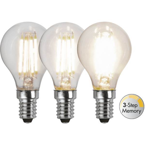 LED-Lampa E14 P45 Clear White 3-Step Memory