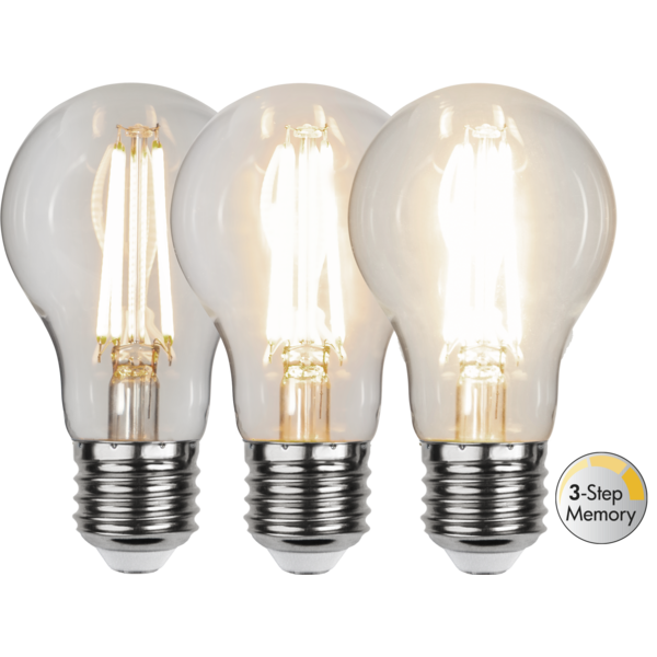 LED-Lampa E27 A60 Clear 3-Step Memory