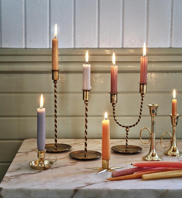 Estelle Ljusstake Antik Mässing