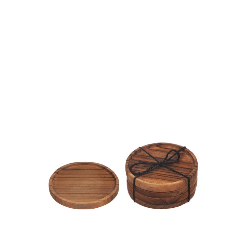 Glasunderlägg i Teak