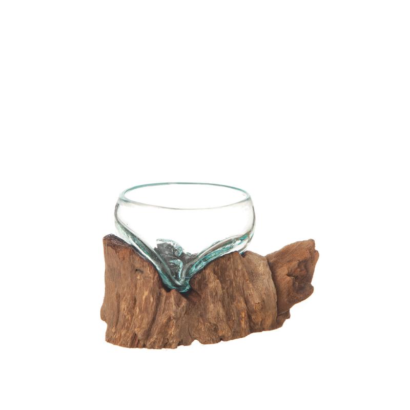 Glasskål på trädrot 8cm