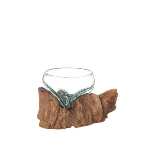 Glasskål på trädrot 8cm