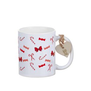 Polkagris Mugg Vit/Röd