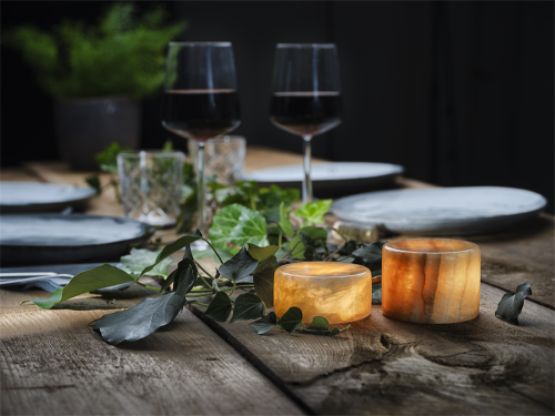 Marble Amber Batteriljus Large