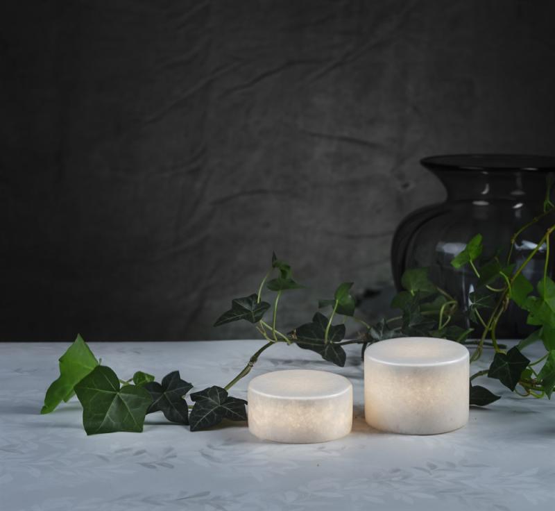 Marble Vit Batteriljus Small