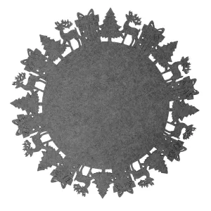 Deer Filttablett Rund Grå