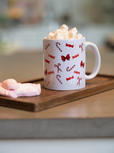 Polkagris Mugg Vit/Röd