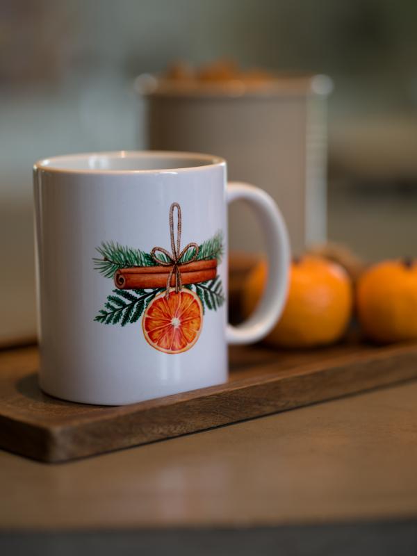 Apelsin & Kanel Mugg Vit/Orange