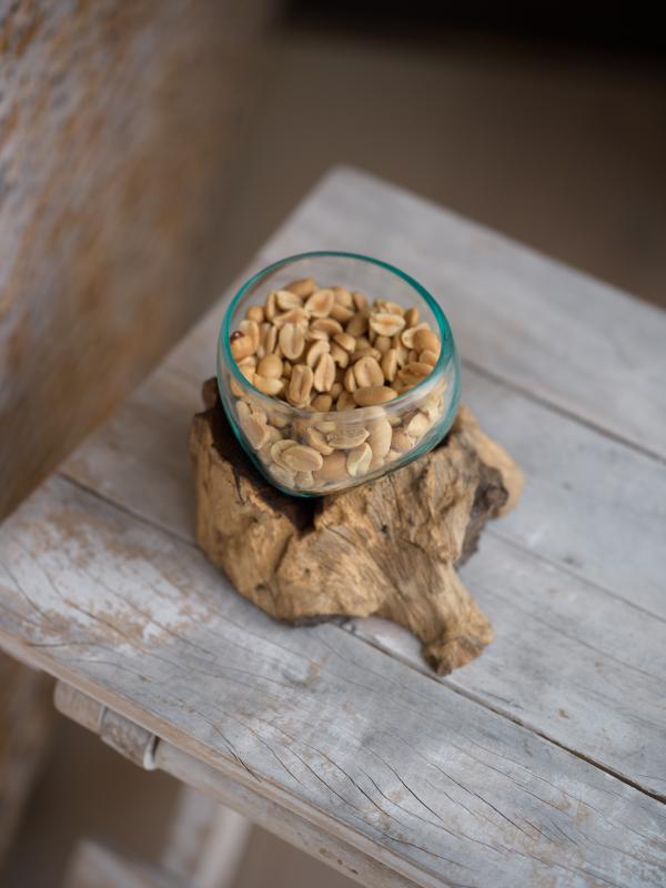 Glasskål på trädrot 8cm