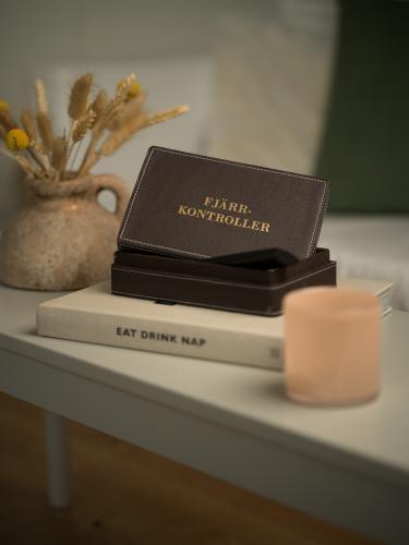 Fjärrkontroller Förvaringslåda Konstläder Brun