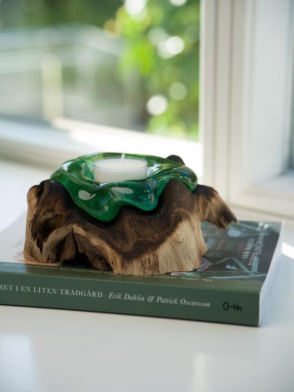 Glaslykta På Trädrot Grön/Turkos